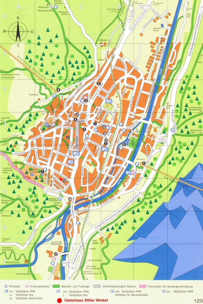 Ortsplan Mittenwald mit Gstehaus "Stiller Winkel"